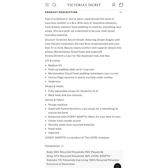 Victorias Secret Dream Angels Sexy Metallic Mauve Pink Lace Push Up Bra 36C/34D - Picture 14 of 16